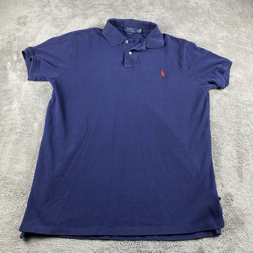 POLO RALPH‎ LAUREN Custom Fit Shirt Mens Large BlueShort Sleeve Knit